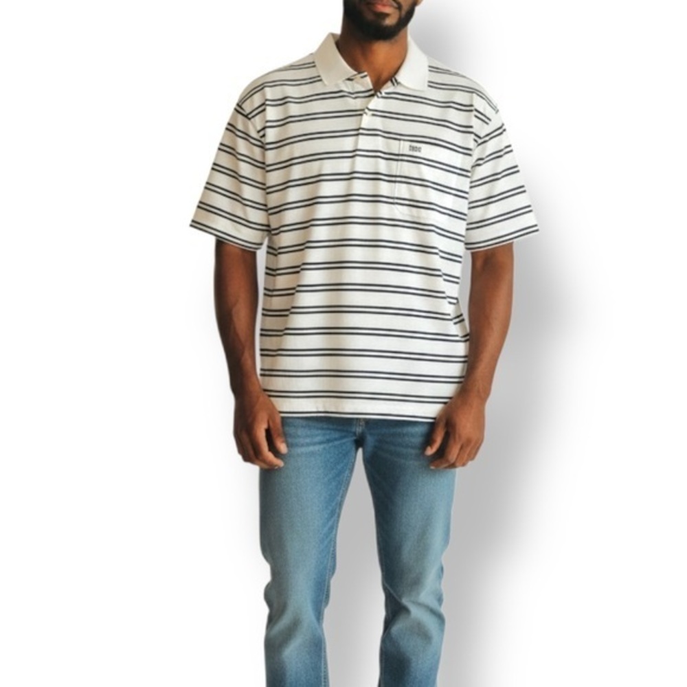 4/$20 Puritan Striped Polo Shirt Navy White Men’s Large